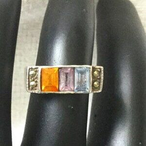 Art Deco Ring Gemstone Marcasite Silver 925 Retro Vintage